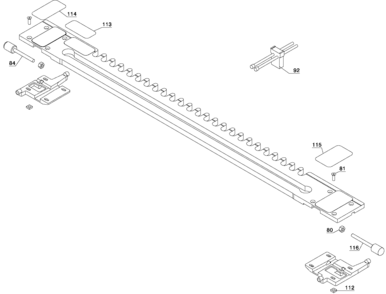 Sliding Dovetail Template Diagram and Parts List for 77248 Type 1 Porter Cable Jig Saw